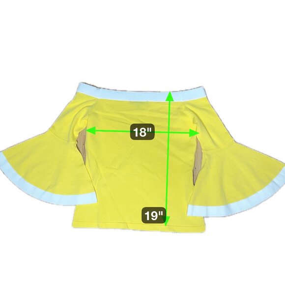 Boston Proper Yellow Off Shoulder Flare Sleeve Colorblock Resortwear Top Size S - Picture 3 of 5